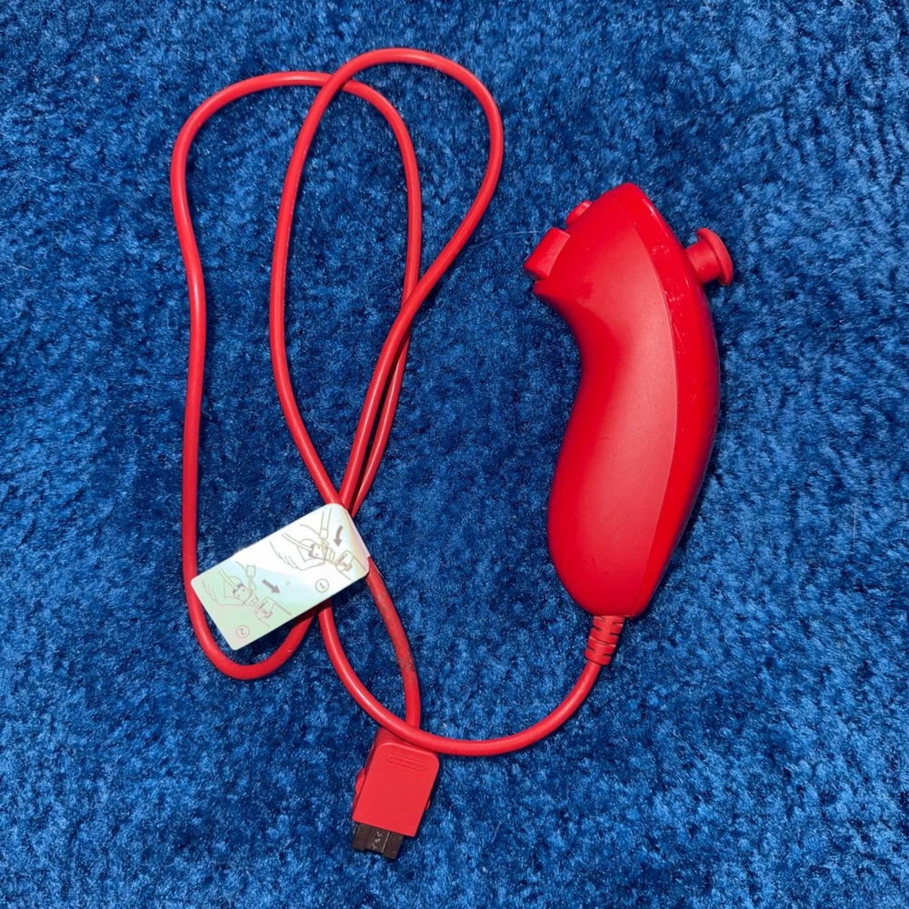 Nintendo Wii Nunchuk Controller Red OEM RVL-004 Accessory
